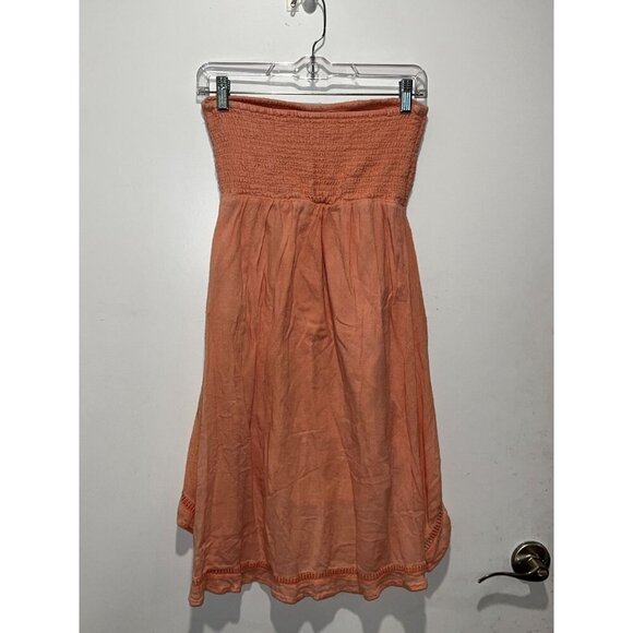 Volcom Peach  Strapless Smocked High-Low Pull On Unlined Women's Dress Size S - Picture 5 of 9